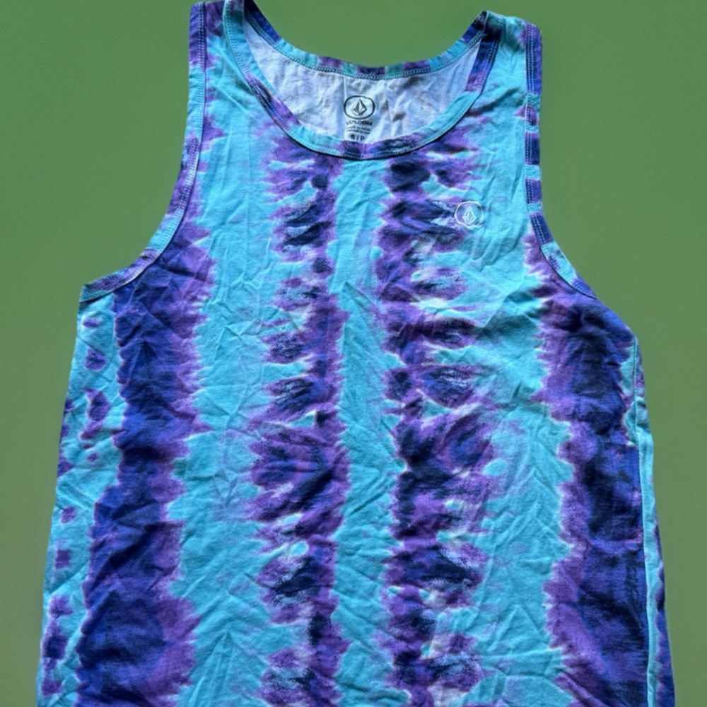 Volcom Blue and Purple Tie-Dye Tank Top